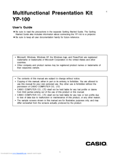 CASIO YP-100 - Presentation Support Tool User Manual