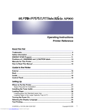 Ricoh Aficio AP900 Operating Instructions Manual