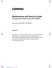 Compaq Evo N610c Series Maintenance And Service Manual