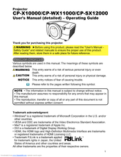 Hitachi CP-WX1100 User Manual