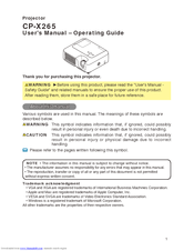 Hitachi CP-X265 User Manual – Operating Manual