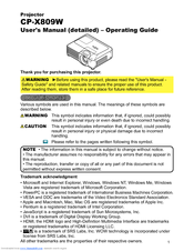 Hitachi CP-X809 User Manual