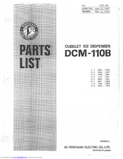 Hoshizaki DCM-110B Parts List