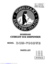 Hoshizaki DCM-700BWB Parts List