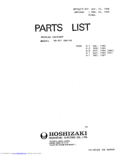 Hoshizaki KM-451DWU Parts List
