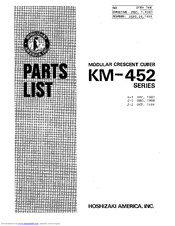 Hoshizaki KM-452 Series Parts List