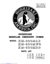Hoshizaki KM-630MWB Parts List