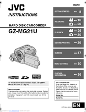 JVC GZMG21US - Everio Camcorder - 680 KP Instructions Manual