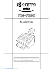 Kyocera Mita KM-F650 Operation Manual