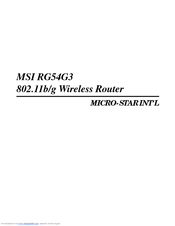 MSI RG-54G3 User Manual