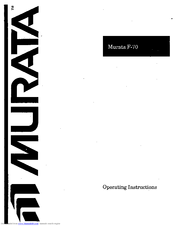 Murata F-70 Operating Instructions Manual
