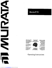 Murata F-75 Operating Instructions Manual
