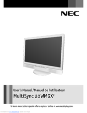 NEC MultiSync 20WMGX2 User Manual