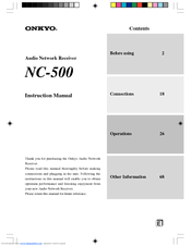 Onkyo NC 500 - NetTune Receiver Instruction Manual