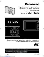 Panasonic DMC-FS25K - Lumix Digital Camera Operating Instructions Manual