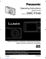 Panasonic DMC-FX48K - Lumix Digital Camera Operating Instructions Manual