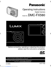 Panasonic DMC FX580K - Lumix Digital Camera Operating Instructions Manual