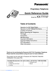 Panasonic KXT7737B - APITS W/TALK CID Quick Reference Manual