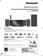 Panasonic Sc Btx70 Operating Instructions Manual Pdf Download Manualslib
