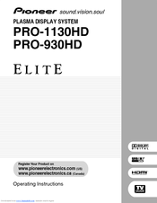 Pioneer Elite PRO–1130HD Manuals | ManualsLib