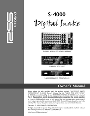 Roland RSS Digital Snake S-4000S Owner's Manual