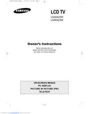 Samsung LS-32A23WX Owner's Instructions Manual