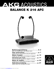 AKG BALANCE K 216 AFC User Instructions