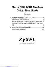 ZyXEL Communications OMNI 56K USB MODEM Quick Start Manual