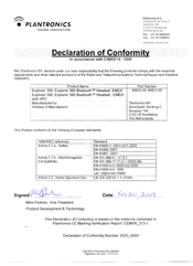 PLANTRONICS EXPLORER 380 Declaration Of Conformity