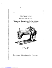 SINGER 17W13 Instructions Manual