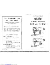 SINGER 212G 140 Instructions For Using Manual
