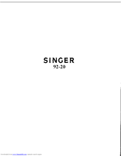 SINGER 92-20 Instructions For Using And Adjusting