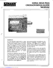 Altec Lansing 15595A SIGNAL PROCESSING Manual
