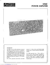 ALTEC LANSING 1594C POWER AMPLIFIER Manual