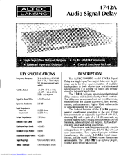 ALTEC LANSING 1742A SIGNAL PROCESSING Specifications