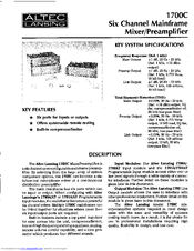 ALTEC LANSING 1700C SIGNAL PROCESSING Manual