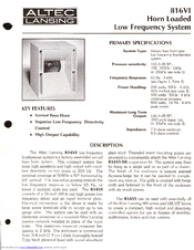 Altec Lansing 816VI LF SPEAKER SYSTEM Manual