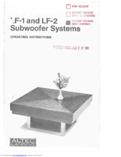 ALTEC LANSING LF1 LF2 HI FI SPEAKER Manual