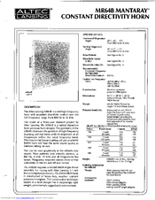 Altec Lansing MR64B HF HORN Manual