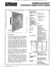 Altec Lansing MR94B HF HORN Manual