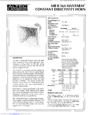 Altec Lansing MRII564 HF HORN Manual