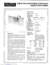 Altec Lansing MRII594A HF HORN Manual