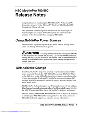 NEC MobilePro 880 Release Note