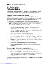 Nec MOBILEPRO 900C - RELEASE NOTES Release Note