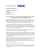 Nec SCHMIDT PROMOTION NEWS RELEASE FINAL Manual