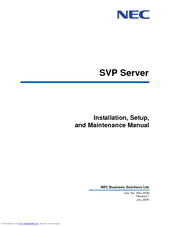 NEC SVP SERVER - Installation And Setup Manual