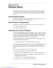 NEC VERSA FX Release Note