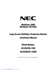 NEC XG85-XG135LC Installation Manual