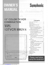 Symphonic 13TVCR MKIVS Owner's Manual