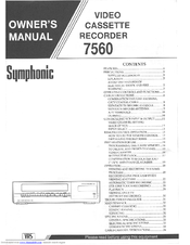 Symphonic 7560 Owner's Manual